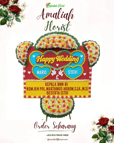 Papan Bunga Pernikahan Poko